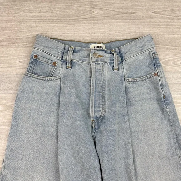 Agolde Fold Waistband Jean Straight Leg Size 26 Cotton Pleated - Picture 13 of 16